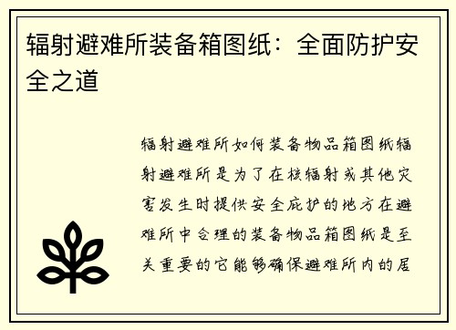 辐射避难所装备箱图纸：全面防护安全之道